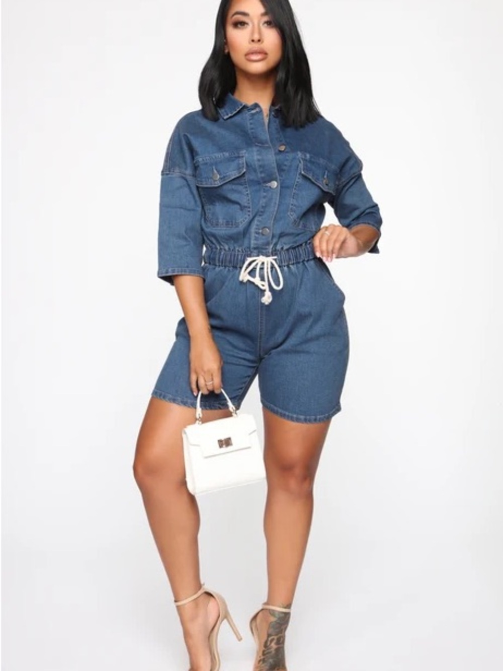 *NWT* Serenity Denim Romper - Medium Blue Wash